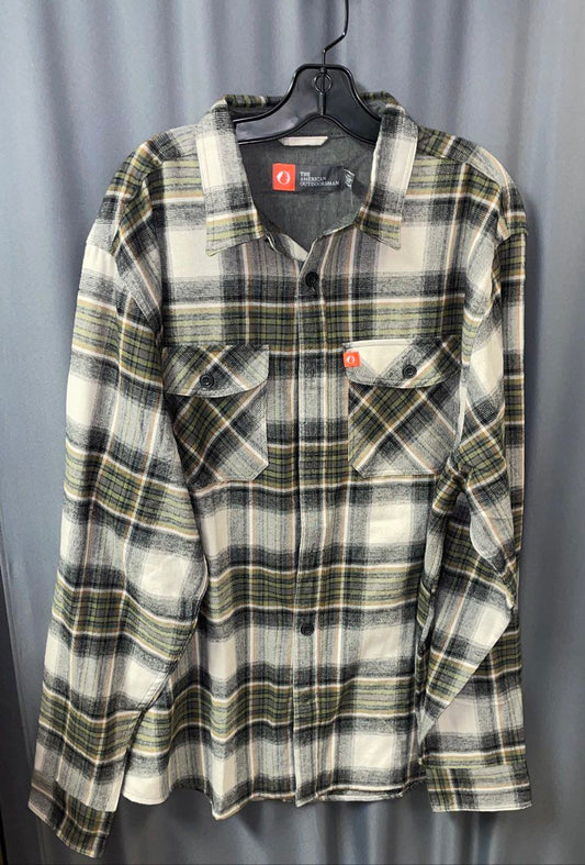 American Outdoorsman Men's Grey Plaid Long Sleeve Button Up Shirt Sz XXL NWT
