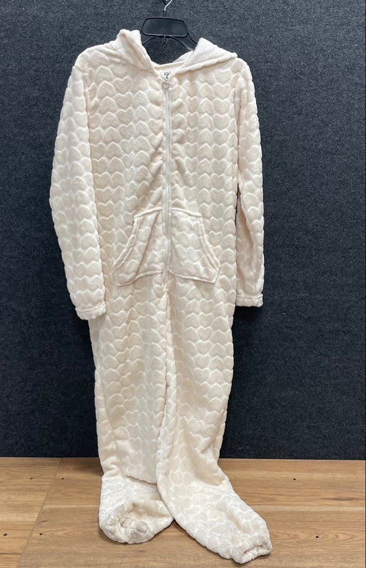 Weekend Edition Women's Cream Plush Unicorn Hooded Heart Union Suit NWT Sz S