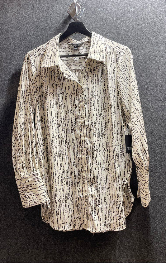 Simply Vera Vera Wang Women's Black White Abstract Dotted Blouse NWT Sz M