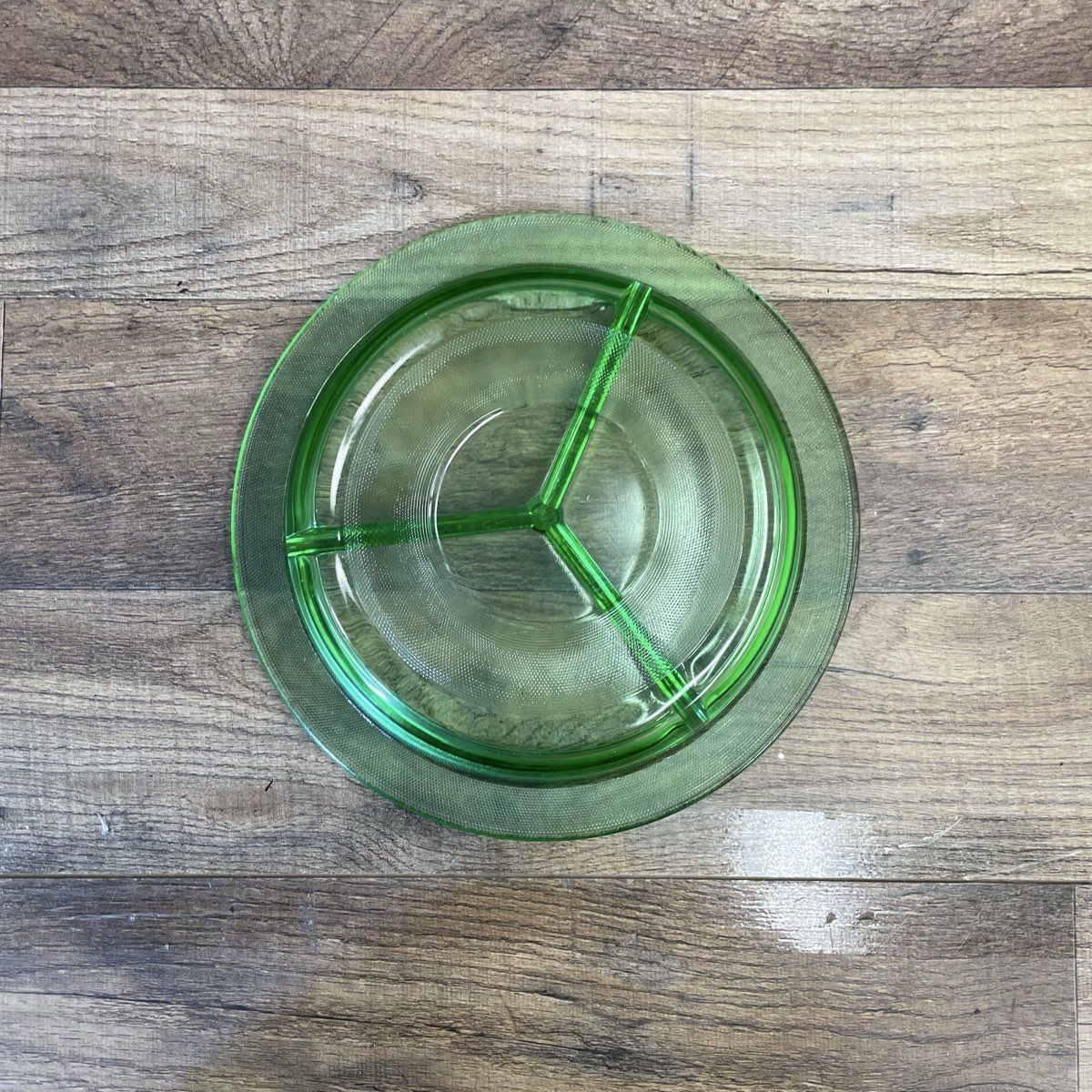 Uranium Green Glass Divided Dish