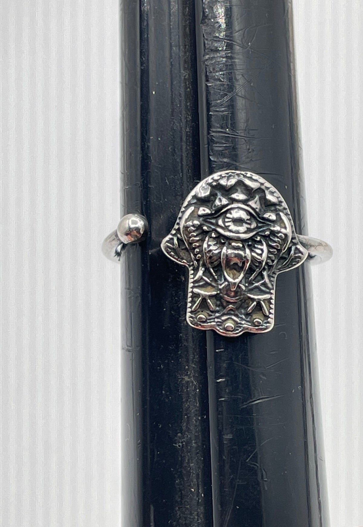 Alex And Ani 925 Sterling Silver Hamsa / Hand Of Fatima Wrap Ring 3.4g