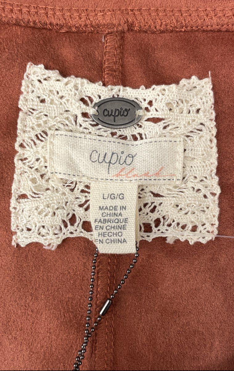 Cupio Blush Women's Rust Terracotta Faux Suede Lace Up Tunic Top NWT Sz L