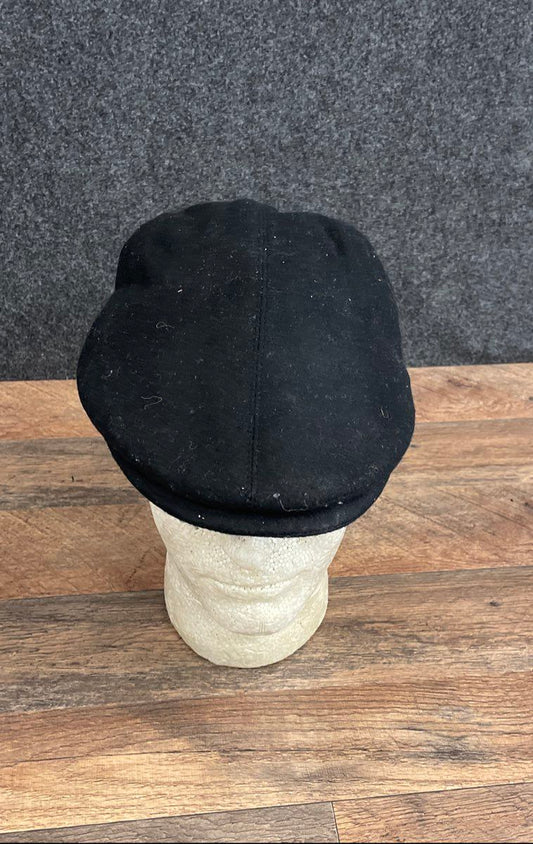 Biddy Murphy Men's Black Pure New Wool Newsboy Flat Cap Hat Woven Ireland Sz S
