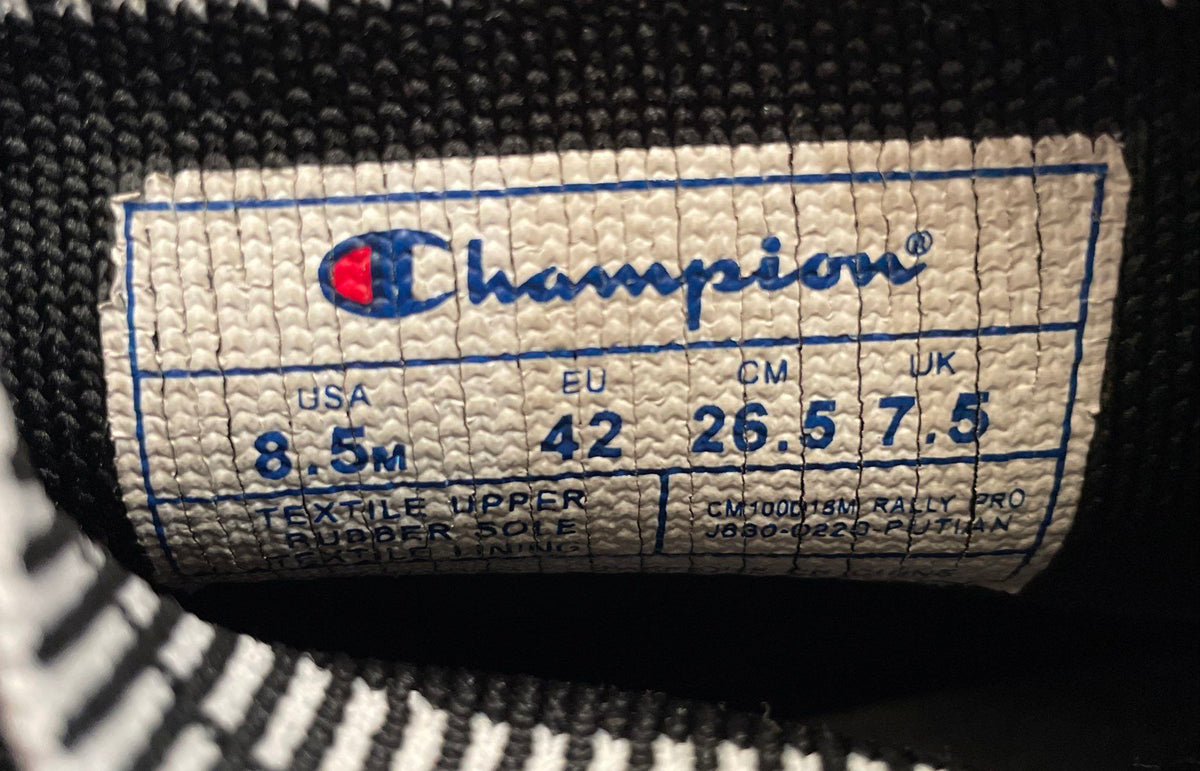 Champion Rally Pro Black White Red Mid Top Sock Sneakers Men's Size 8.5