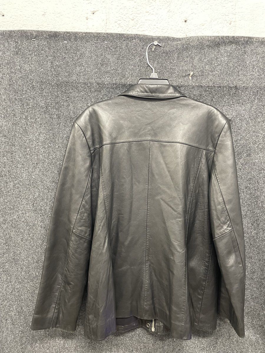 Alfani Women's Black Genuine Leather Zip Front Collared Jacket Size XL