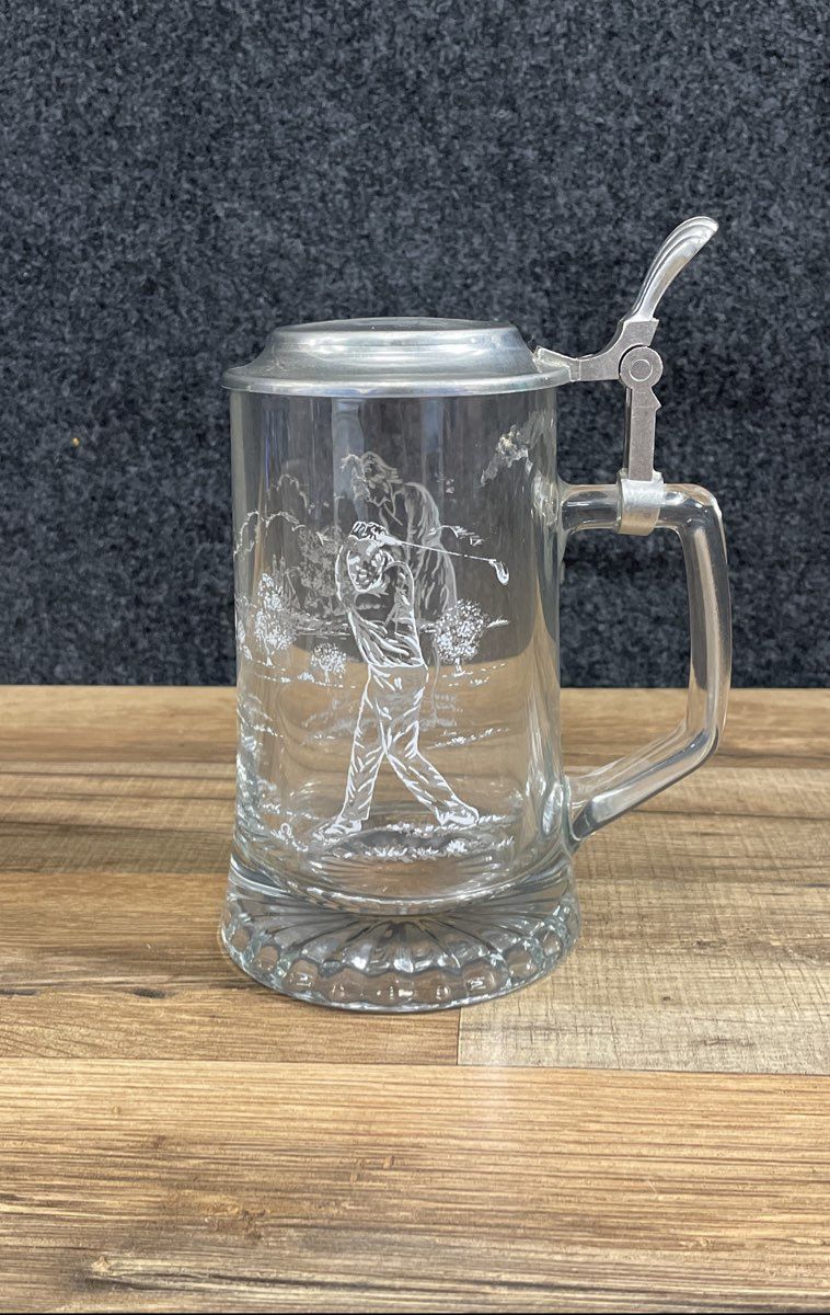 Domex Golf Etched Glass Beer Stien