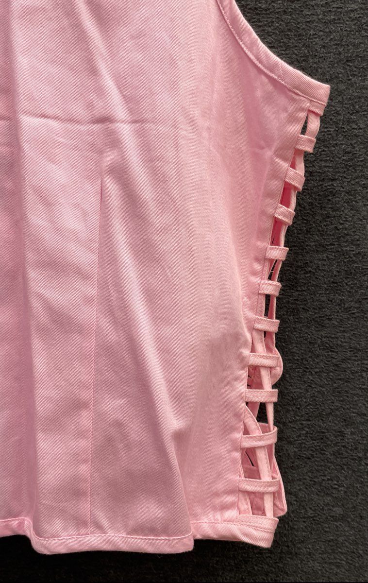 Vintage 90s Tantrums Woven Caged Heart Rhinestone Vest Pink Sz L