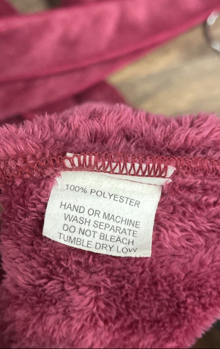 Vintage Karen Luu Women's Burgundy Plush Robe Shawl Collar Made in USA Sz M