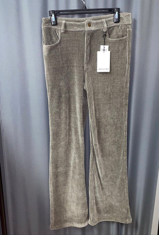 Industry NWT Women's Sable Brown Ribbed Chenille Flare Pants Size 8