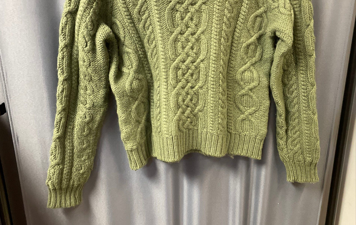Paul James Men's Green Cable Knit Wool Turtleneck Sweater Made in England Sz S
