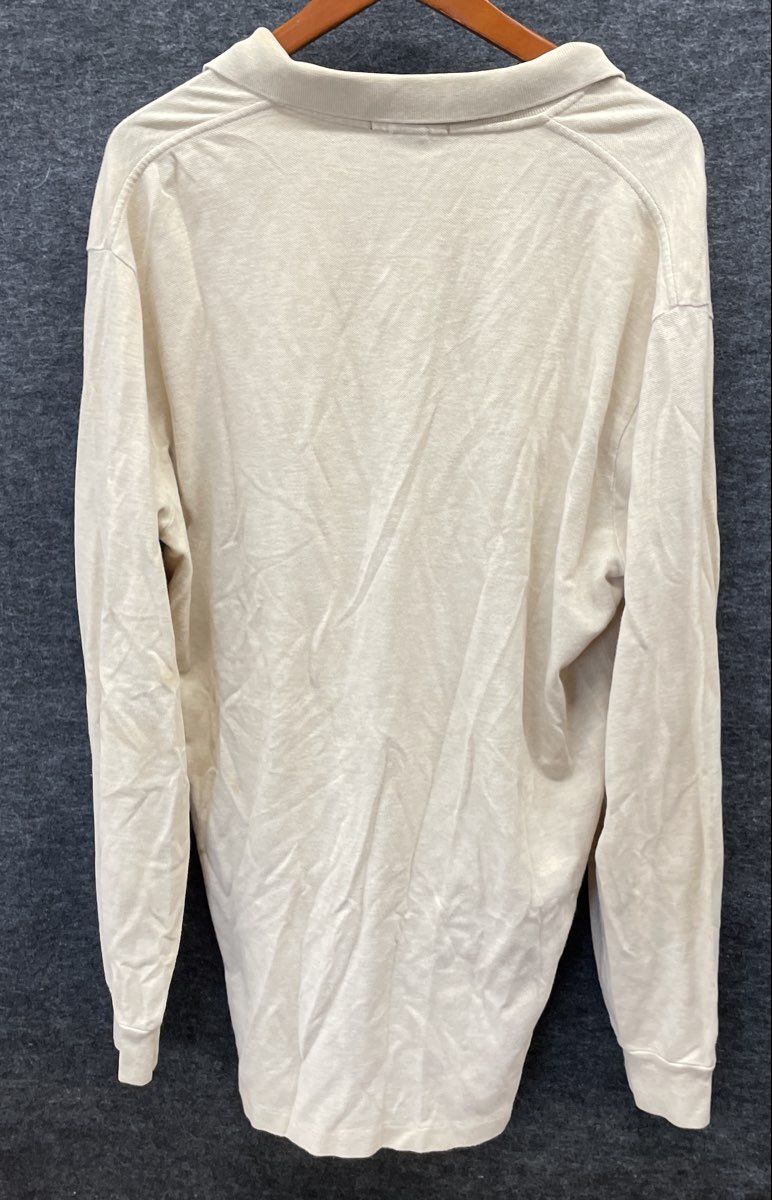 Polo Ralph Lauren Men's Long Sleeve Polo Shirt Beige Vintage 90s Pique Cotton L