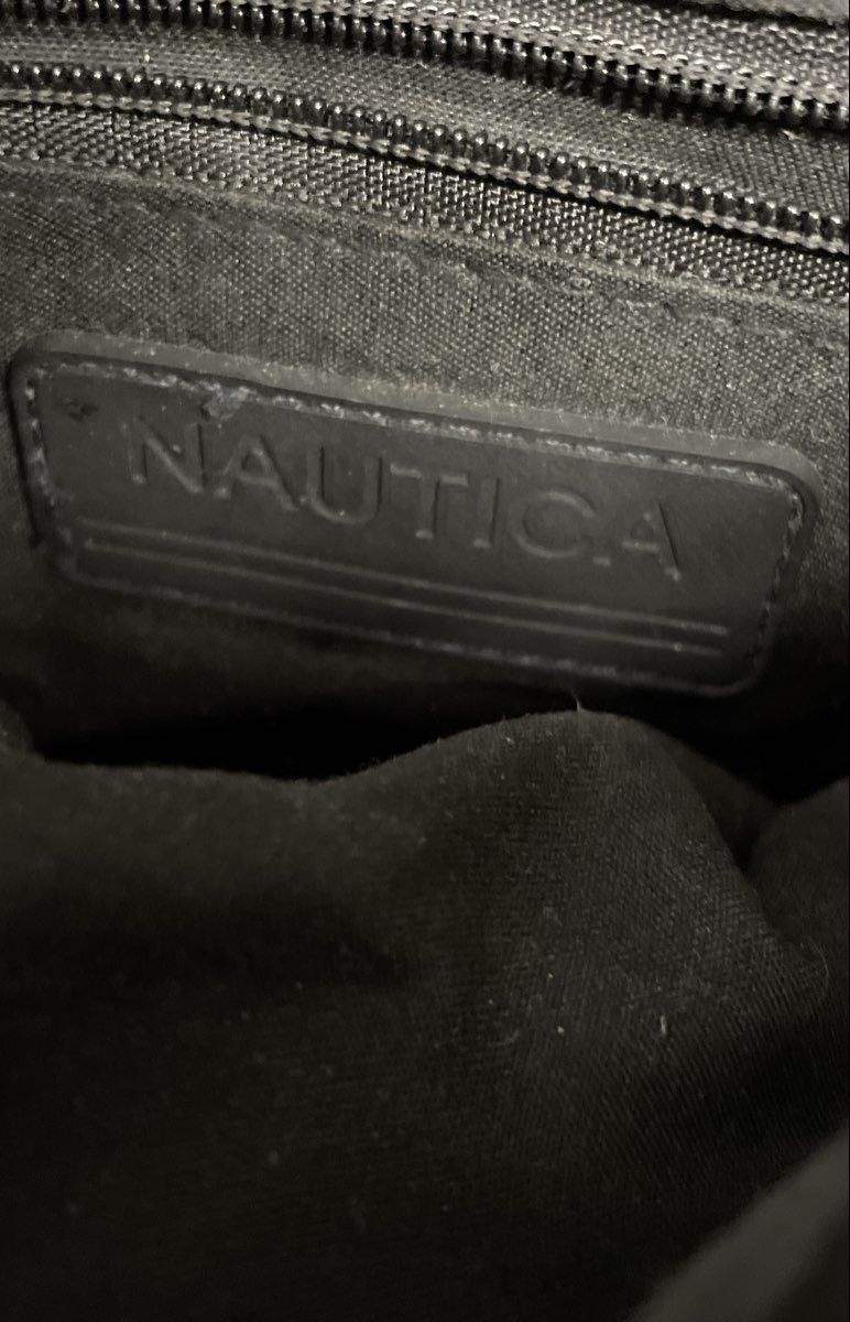 Nautica Black Pebbled Leather Camera Crossbody Bag Silver Hardware