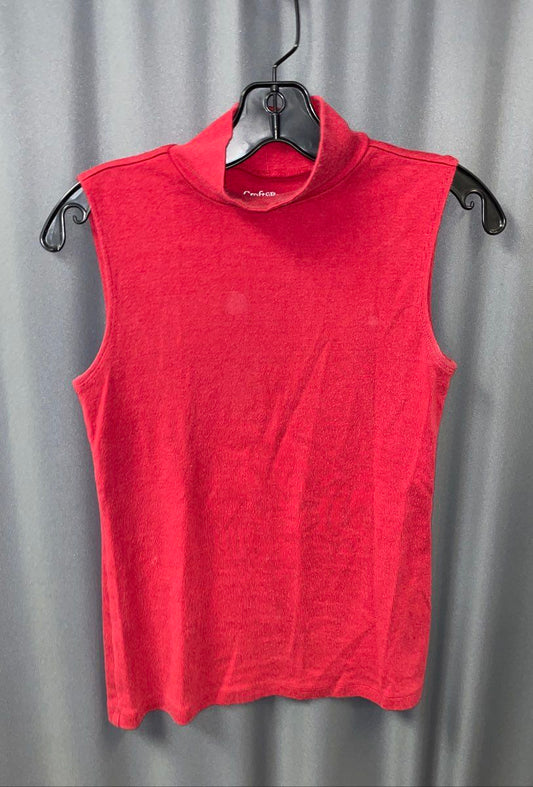 Croft & Barrow Women's Red Mock Neck Ribbed Sleeveless Tank Top Size S
