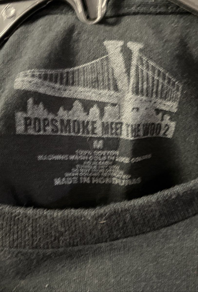 VLONE x Pop Smoke Men's Black Hawk Em Graphic T-Shirt Meet the Woo 2 Sz M