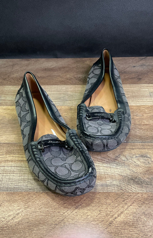 Coach Olive Signature Canvas Monogram Bit Loafers Black Grey Women's Size 9B