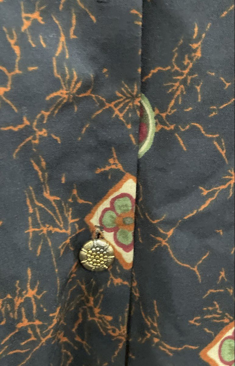 Vintage 90s Box Office Women's Black Floral Button Up Shirt Made in USA Sz M