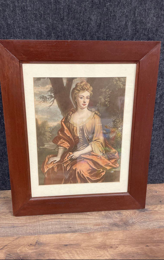 Vintage Framed Print 18th Century Style Portrait Aristocratic Lady Wall Art