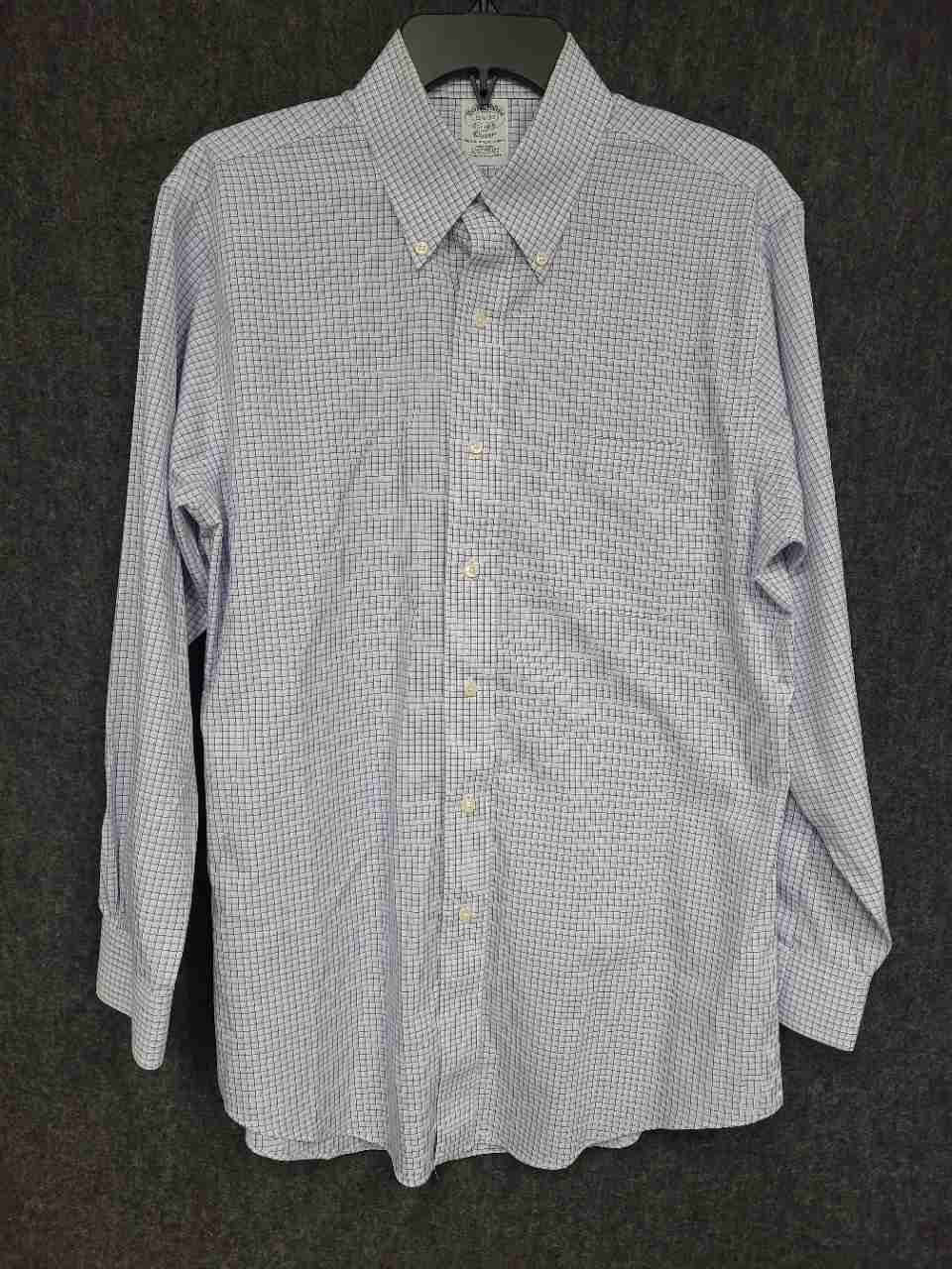 Brooks Brothers Men's Classic Fit Non-Iron Supima Cotton Check Shirt 15 1/2 32