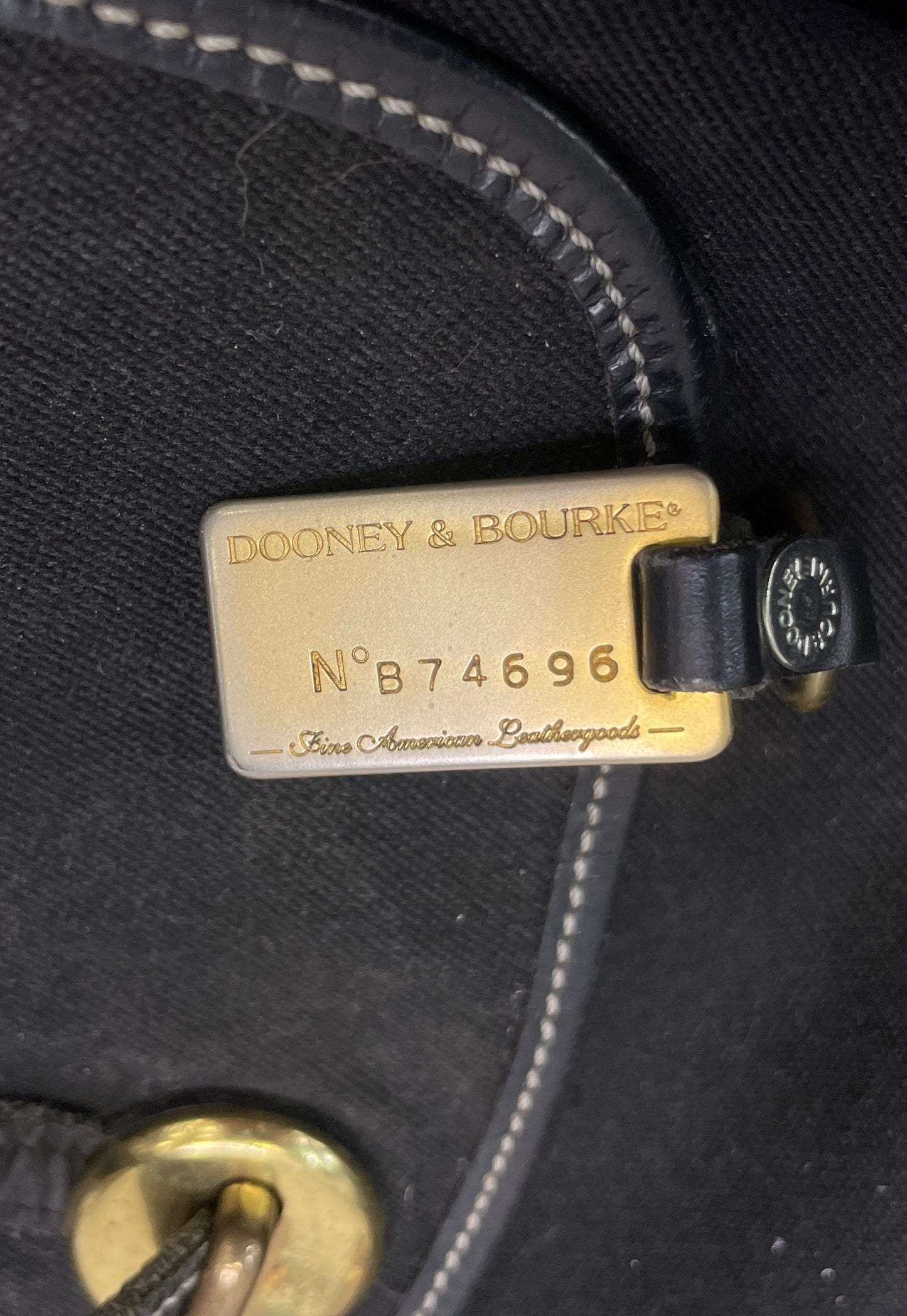 Vintage 90s Dooney & Bourke Black Canvas Leather Backpack Bag Brass Made in USA
