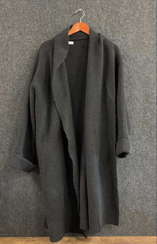 Lauren Conrad Women's Dark Gray Open Front Shawl Collar Knit Cardigan Size L