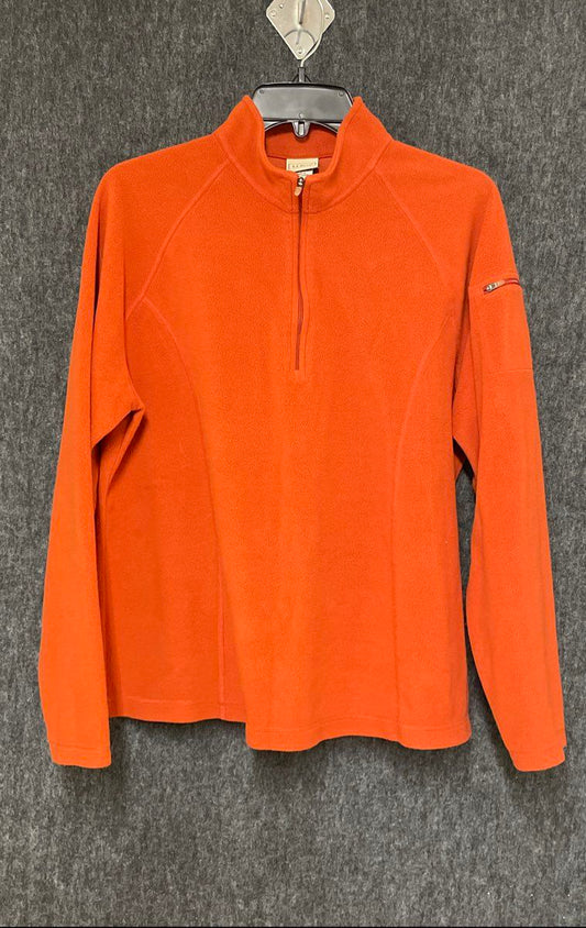 L.L. Bean Women's Orange Quarter Zip Fleece Pullover Sweater 247229 Size XL