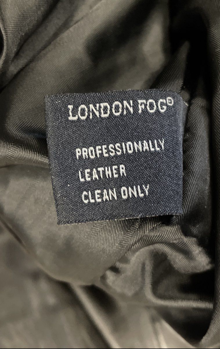 London Fog Men's Black Leather Full Zip Harrington Jacket Sz L