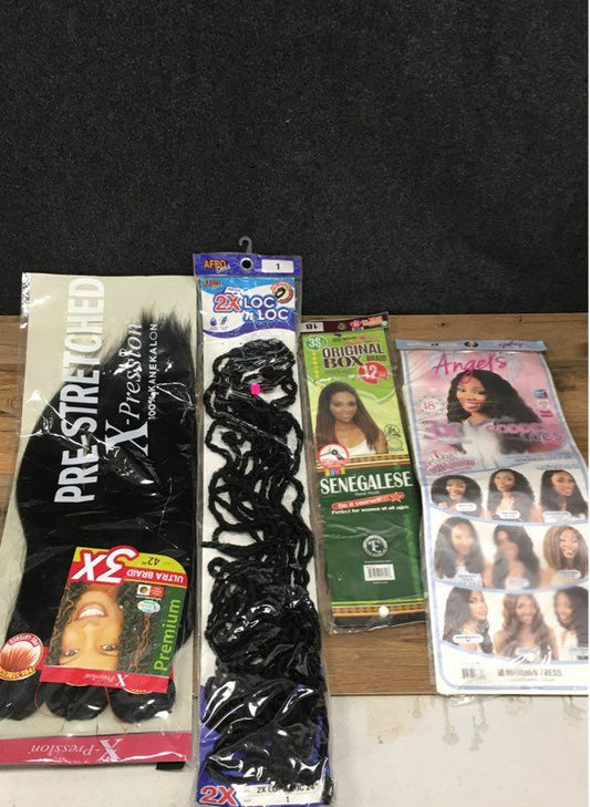 Lot of 4 New Black Braiding Hair Extensions Faux Locs Senegalese Twist