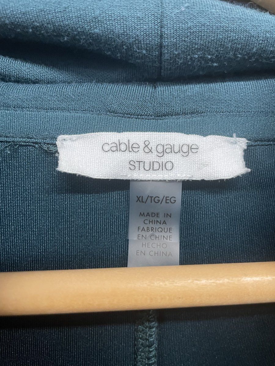 Cable & Gauge Studio Women's Teal Draped Cowl Neck Hoodie Sz XL