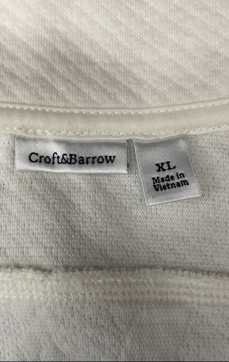 Croft & Barrow Women's White Full-Zip Textured Cable Knit Quilted Vest XL NWT