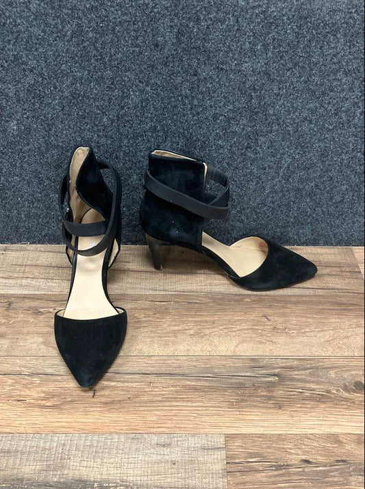 Joe's Lauren Black Suede D'Orsay Ankle Strap Pointed Toe Pumps Size 6
