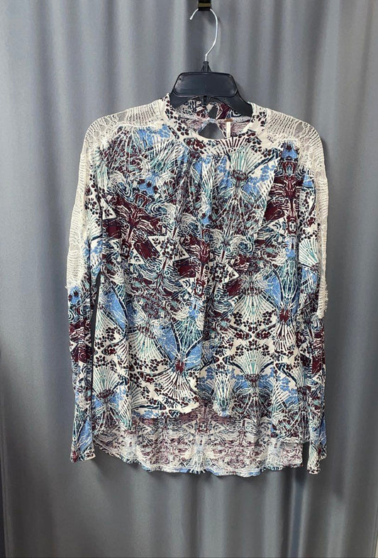 Free People Women's New World Tunic Top Multicolor Lace V-Back Boho Size M