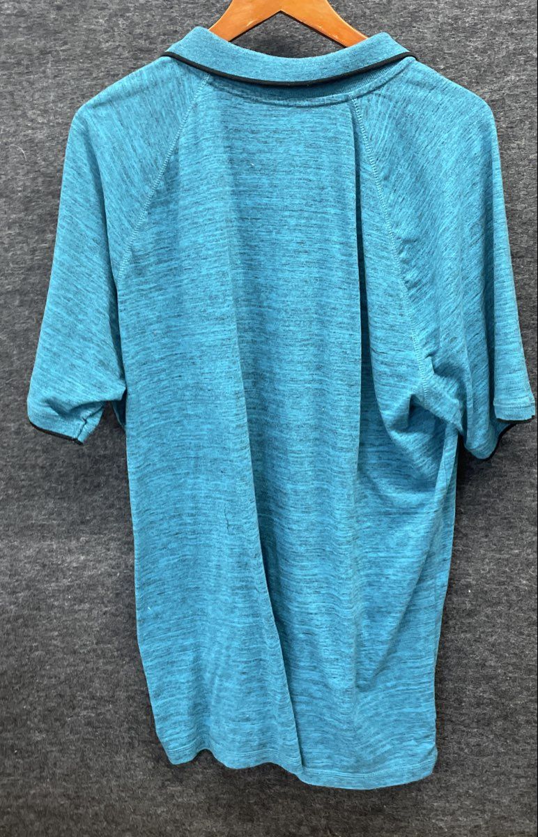 American Eagle Men's Teal Blue Heathered Raglan Short Sleeve Polo Shirt Sz XXL