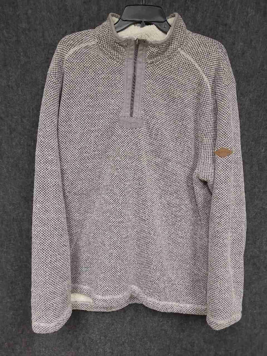 Orvis Men's Gray Birdseye 1/4 Zip Sherpa Lined Fleece Pullover Jacket Sz XL