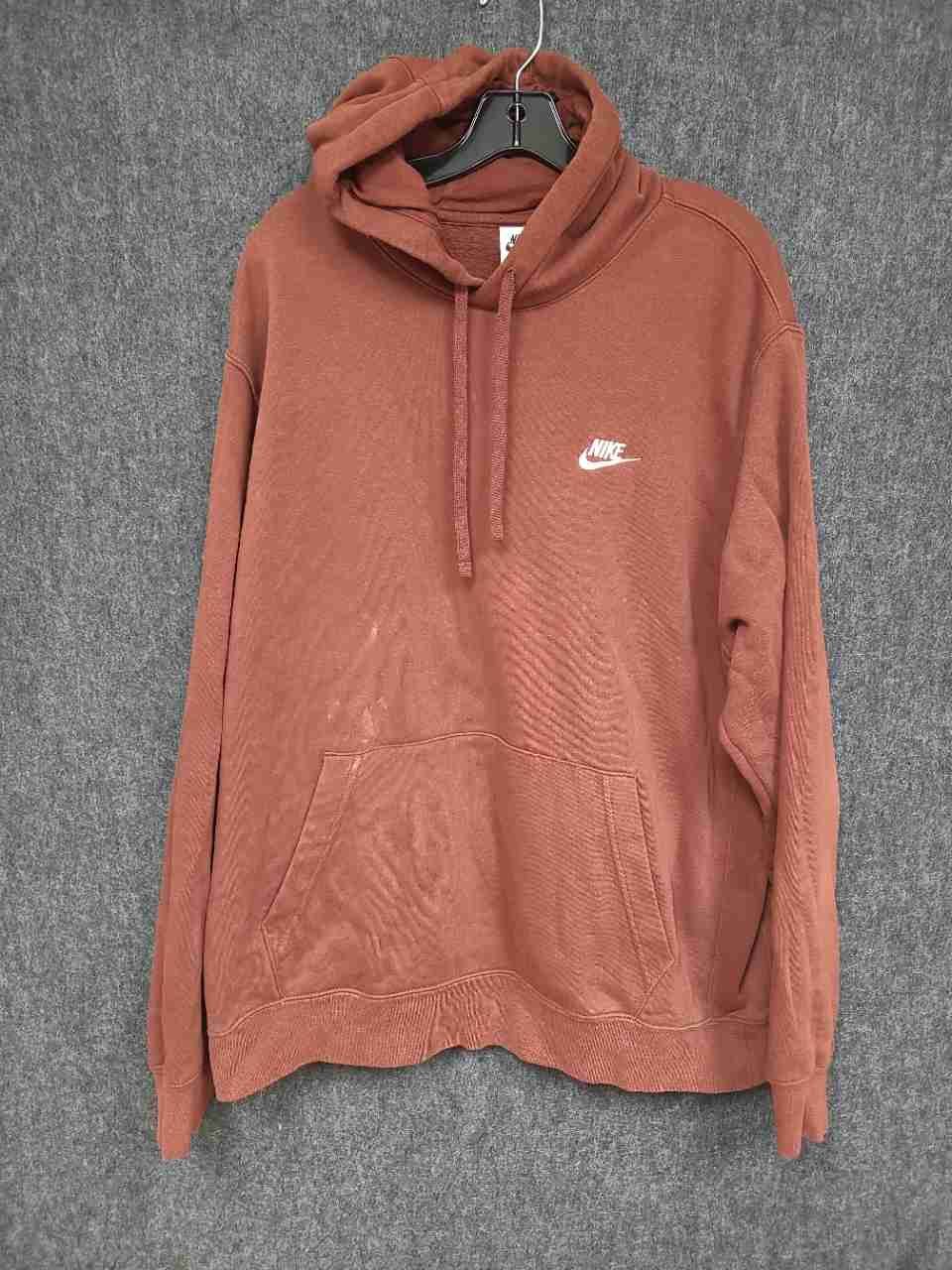 Nike Men's Pullover Hoodie Rust Brown Club Fleece Embroidered Logo Sz XL Tall