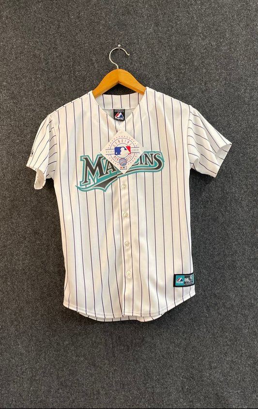 NWT Vintage Y2K Majestic Florida Marlins Baseball Jersey Garys Bro 6 Sz L