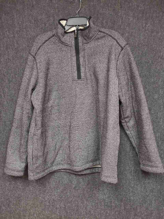 Orvis Men's Gray Textured Knit Sherpa Lined Quarter Zip Pullover Jacket Sz XL