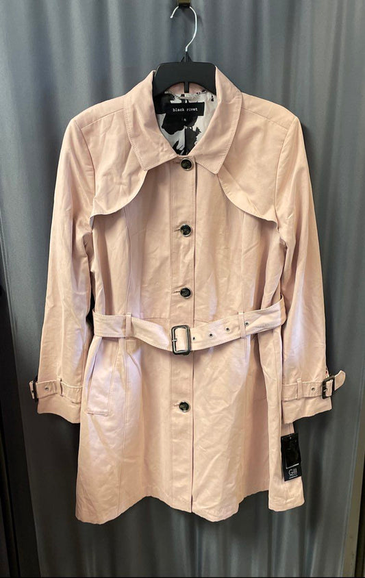 Black Rivet Women's Pink Belted Trench Coat Storm Flap Button Front NWT Sz XL