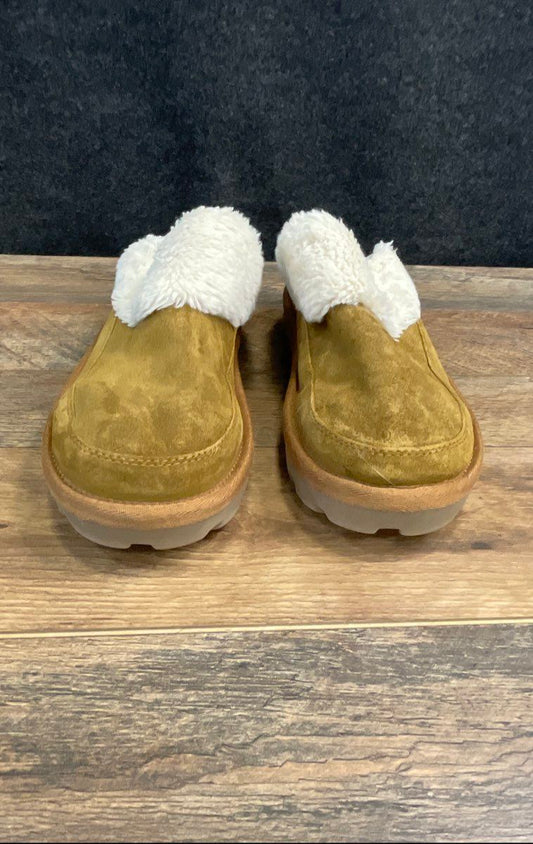 Koolaburra by UGG Chestnut Suede Faux Fur Slip On Slippers Mules Women's Size 8