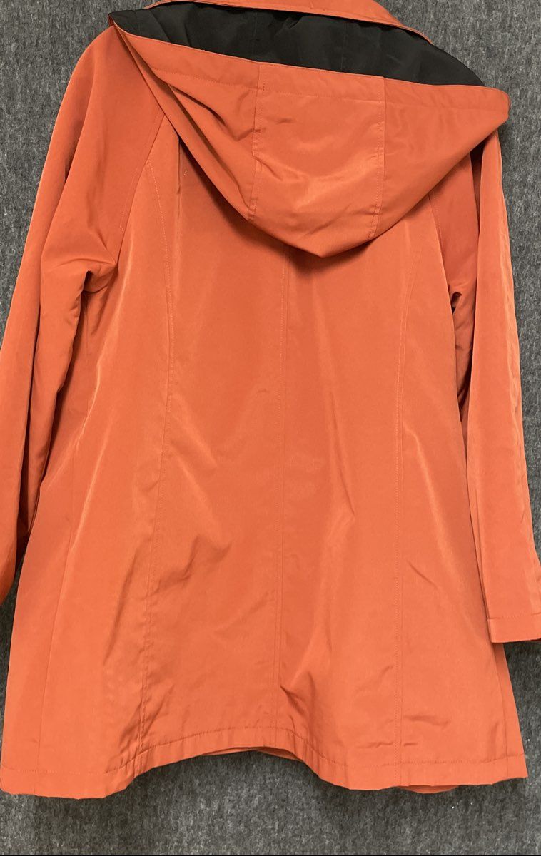 Fleet Street Women's Orange Hooded Jacket Plaid Lined Zip Snap Front Size PS