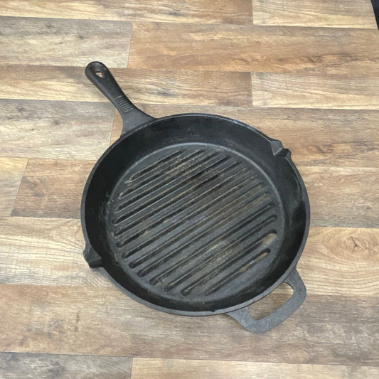 Emeril Cast Iron 12" Round Grill Pan Skillet w/ Helper Handle