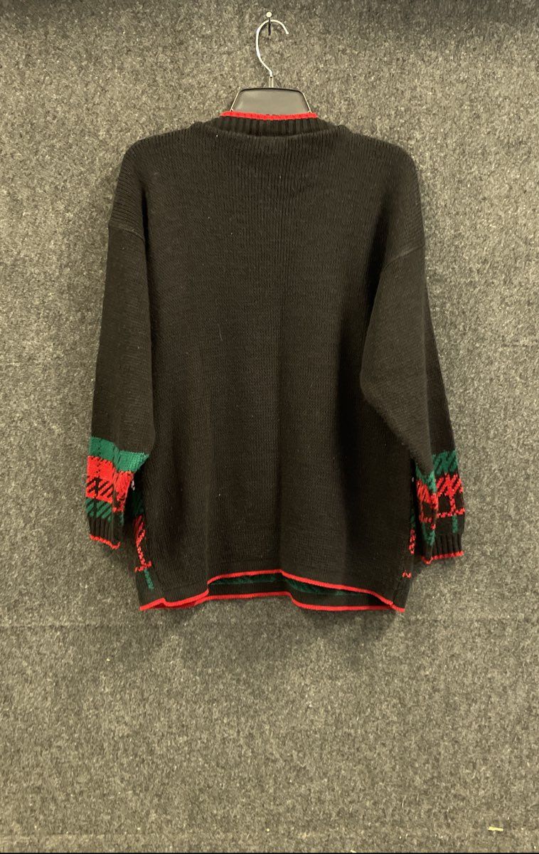 Vintage 90s JJ Browne Women's Black Cat Floral Plaid Ugly Christmas Sweater XXL