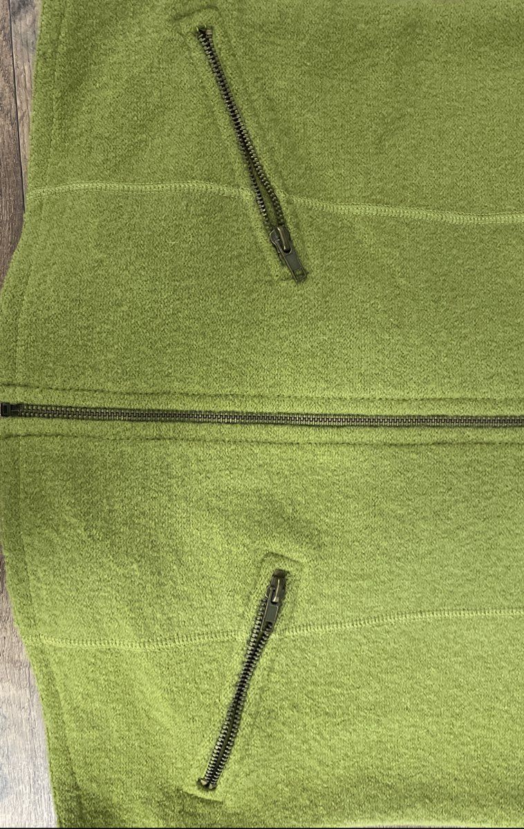 Tally-Ho Women's Green 100% Wool Vest Dark Faux Fur Collar Full Zip Sz M