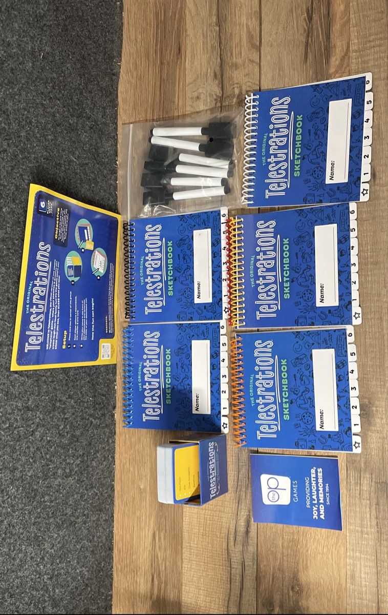 The OP The Original Telestrations Party Board Game 6 Player Pack Fun Drawing