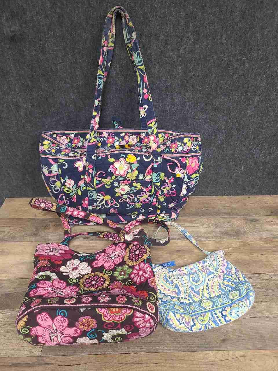 Vera Bradley Quilted Cotton Handbag Tote Shoulder Bag Floral Lot of 3 Pieces