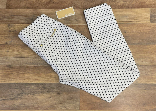 Michael Kors Women's White Black Polka Dot Pull On Skinny Pants Sz S NWT