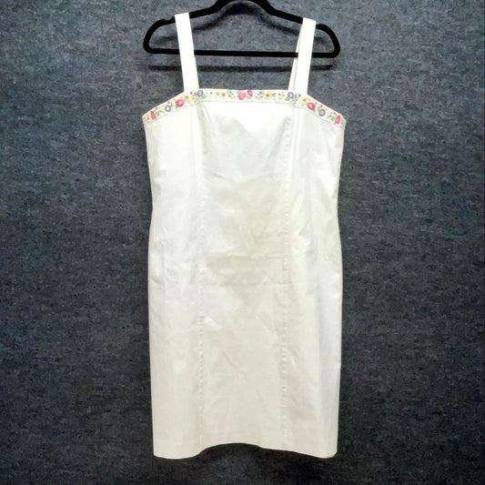 Anne Alexander Women's White Floral Embroidered Sleeveless Sheath Dress Size M