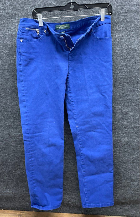 Ralph Lauren Women's Royal Blue Slim Straight Jeans Zipper Detail Size 10