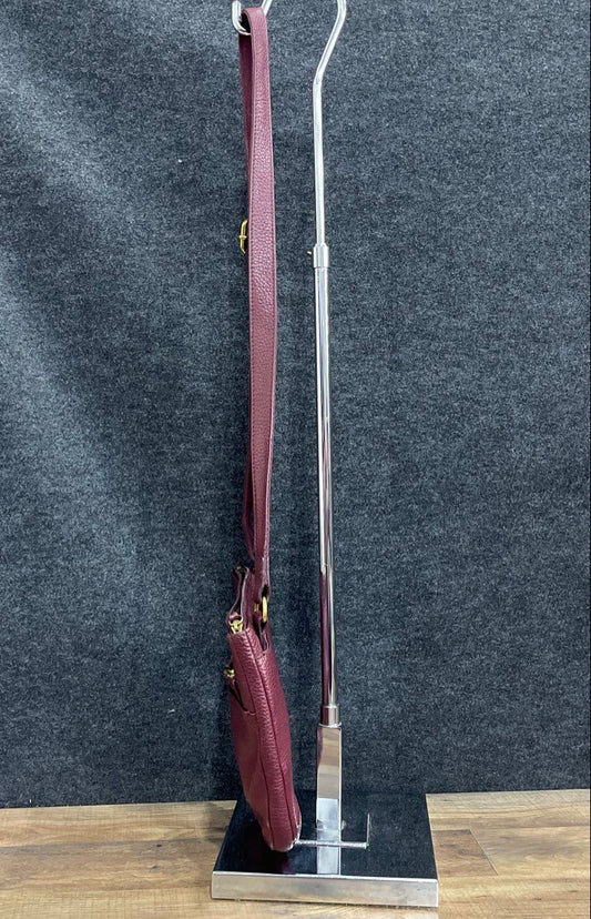 Fossil Maroon Pebbled Leather Crossbody Bag Gold Hardware
