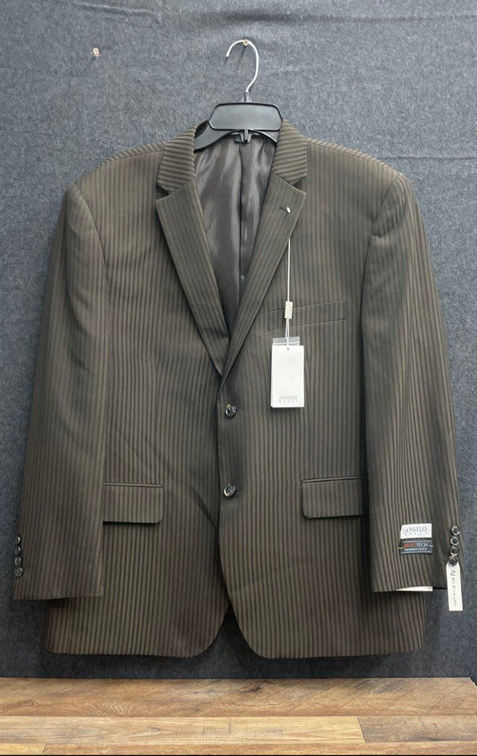 Angelo Rossi Men's Blazer Chocolate Brown Pinstripe Microtech 46S NWT