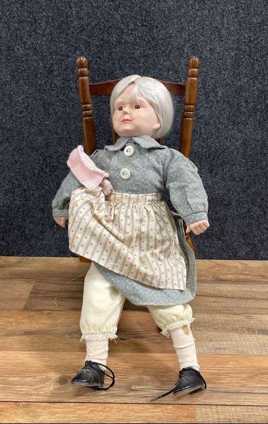Vintage Decor And More Private Collection 18" Grandma Porcelain Doll w/ Chair